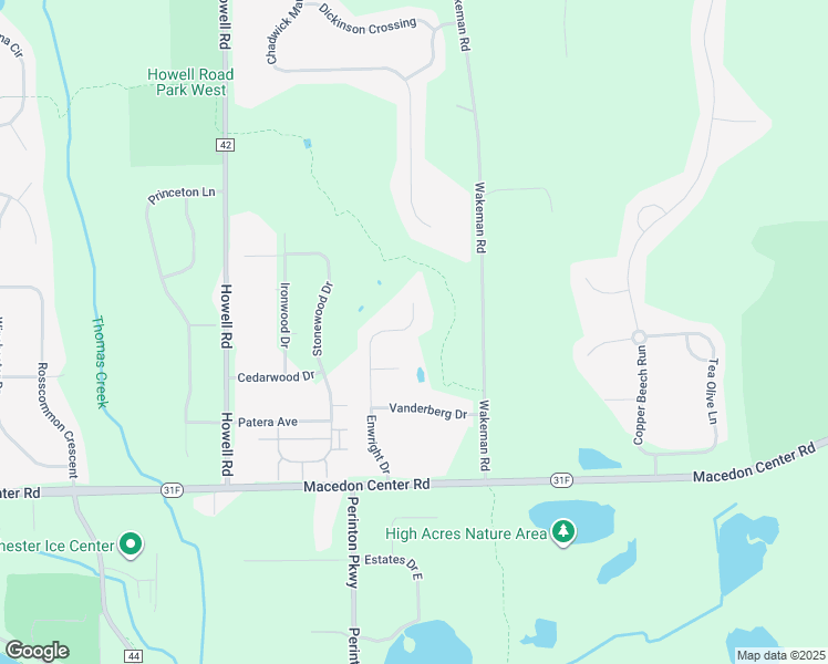 map of restaurants, bars, coffee shops, grocery stores, and more near 46 Enwright Drive in Fairport