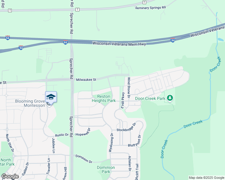 map of restaurants, bars, coffee shops, grocery stores, and more near 207 Wyalusing Drive in Madison