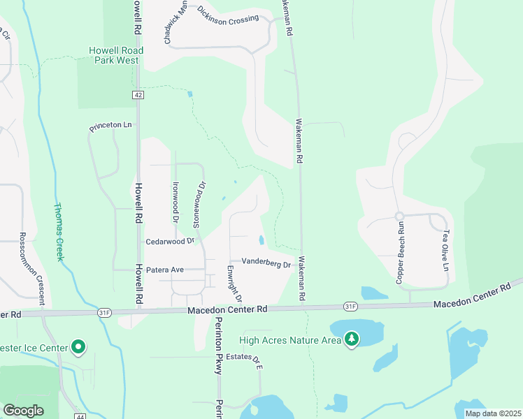 map of restaurants, bars, coffee shops, grocery stores, and more near 46 Enwright Drive in Fairport