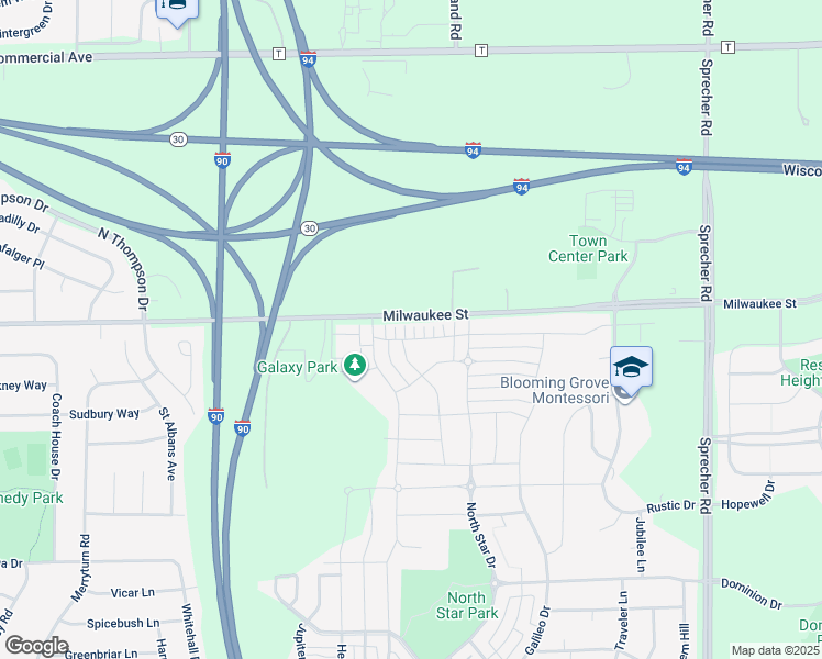 map of restaurants, bars, coffee shops, grocery stores, and more near 6014 Driscoll Drive in Madison
