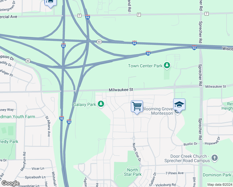 map of restaurants, bars, coffee shops, grocery stores, and more near 6014 Driscoll Drive in Madison