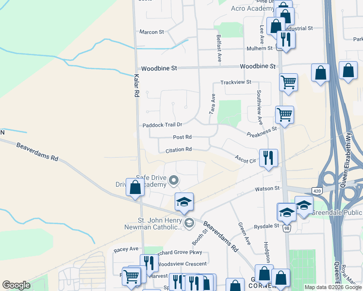 map of restaurants, bars, coffee shops, grocery stores, and more near in Niagara Falls