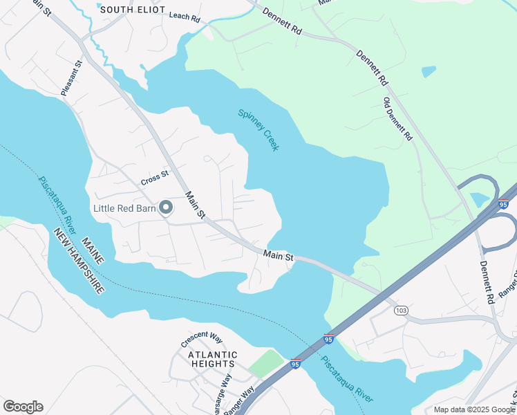 map of restaurants, bars, coffee shops, grocery stores, and more near 8 Swans Landing in Eliot