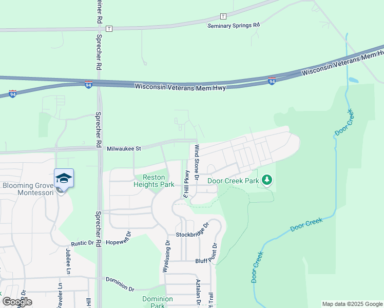map of restaurants, bars, coffee shops, grocery stores, and more near 106 Wind Stone Drive in Madison