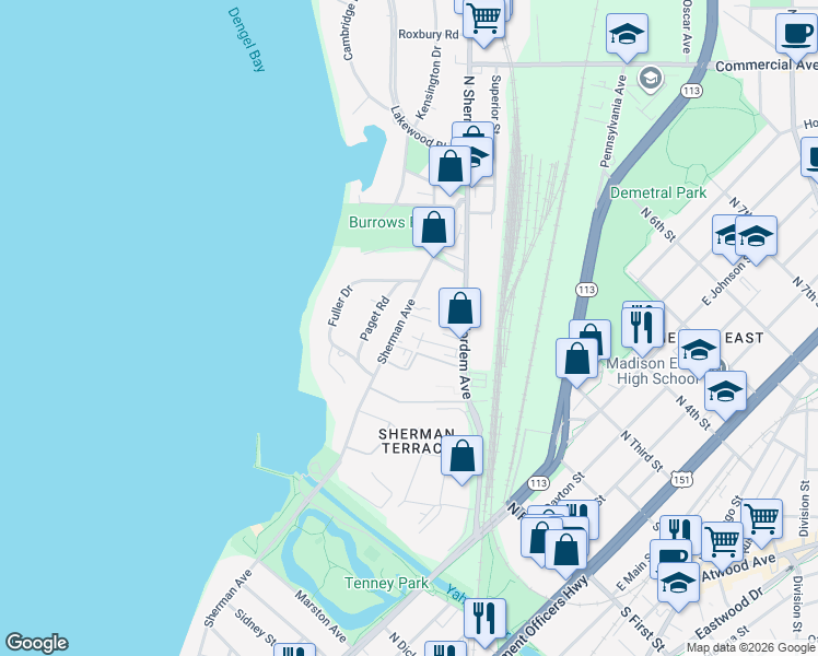 map of restaurants, bars, coffee shops, grocery stores, and more near 28 Paget Road in Madison