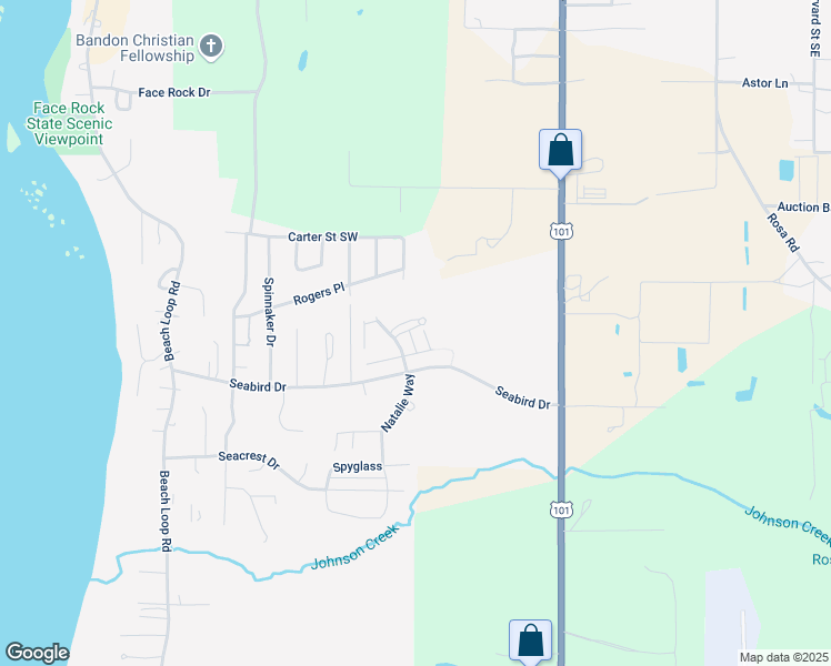 map of restaurants, bars, coffee shops, grocery stores, and more near 2803 Pipit Way in Bandon