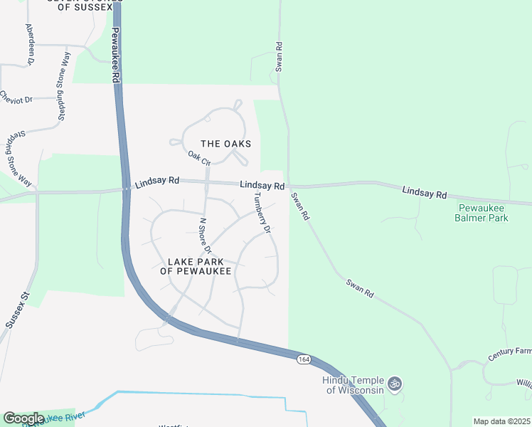 map of restaurants, bars, coffee shops, grocery stores, and more near 1192 Turnberry Drive in Pewaukee