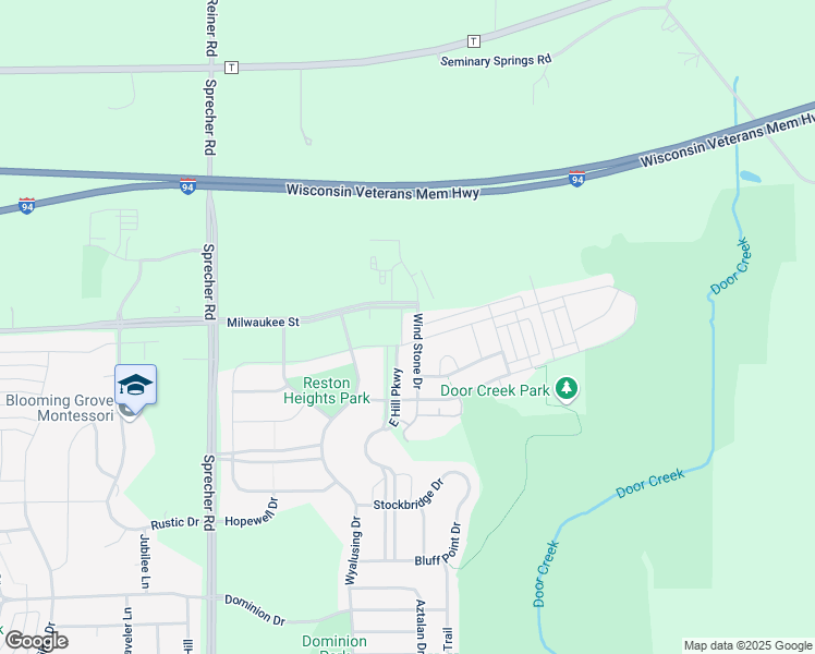 map of restaurants, bars, coffee shops, grocery stores, and more near 106 Wind Stone Drive in Madison