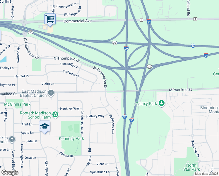 map of restaurants, bars, coffee shops, grocery stores, and more near 27 O'brien Court in Madison