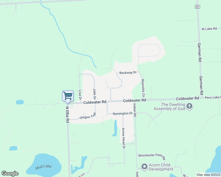 map of restaurants, bars, coffee shops, grocery stores, and more near 5280 Conifer Drive in Columbiaville