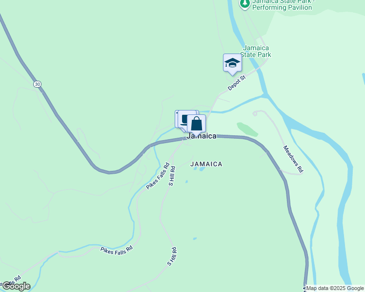 map of restaurants, bars, coffee shops, grocery stores, and more near 39 Pikes Falls Road in Jamaica