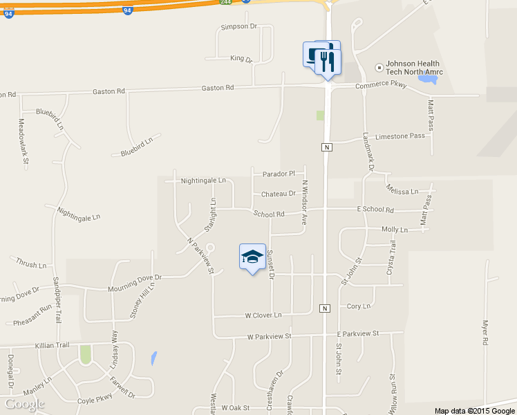 map of restaurants, bars, coffee shops, grocery stores, and more near 309 School Road in Cottage Grove