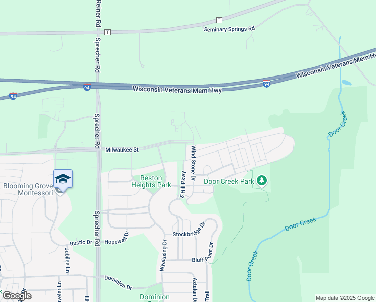 map of restaurants, bars, coffee shops, grocery stores, and more near 106 Wind Stone Dr in Madison