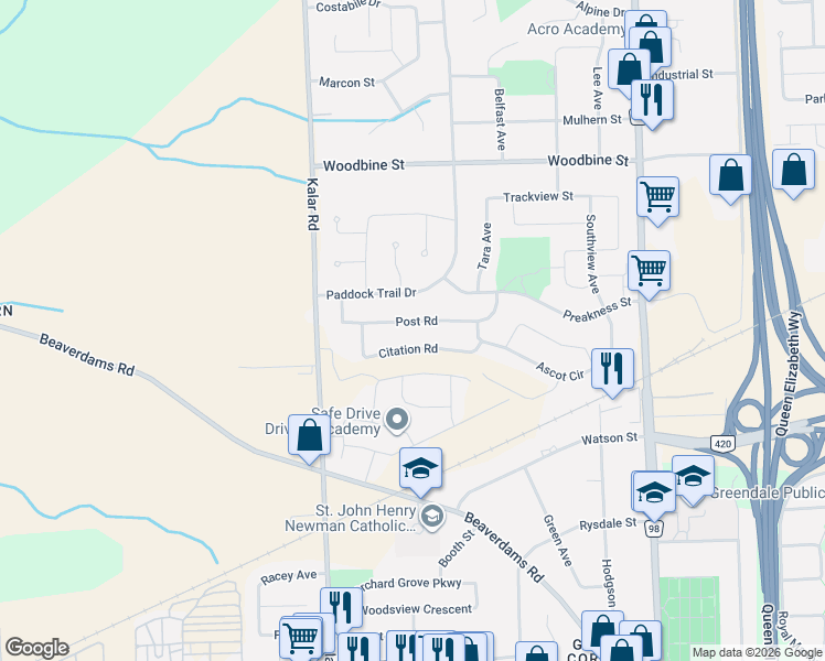 map of restaurants, bars, coffee shops, grocery stores, and more near in Niagara Falls