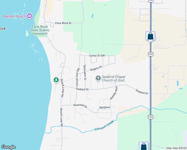 map of restaurants, bars, coffee shops, grocery stores, and more near 2927 Ruby Court in Bandon