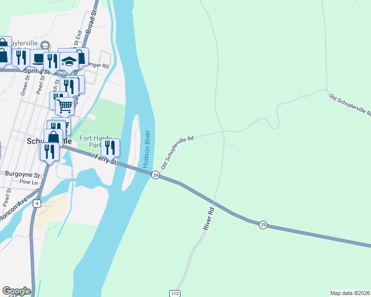 map of restaurants, bars, coffee shops, grocery stores, and more near 42 Old Schuylerville Road in Greenwich