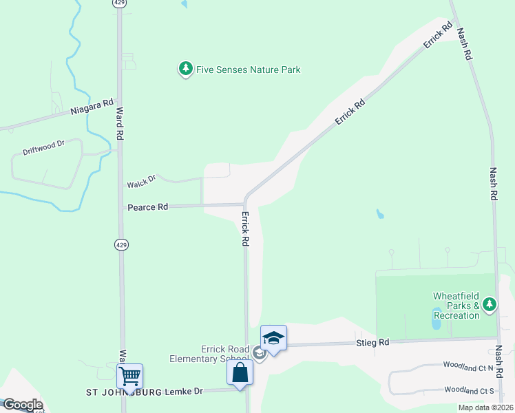 map of restaurants, bars, coffee shops, grocery stores, and more near 6717 Errick Road in North Tonawanda