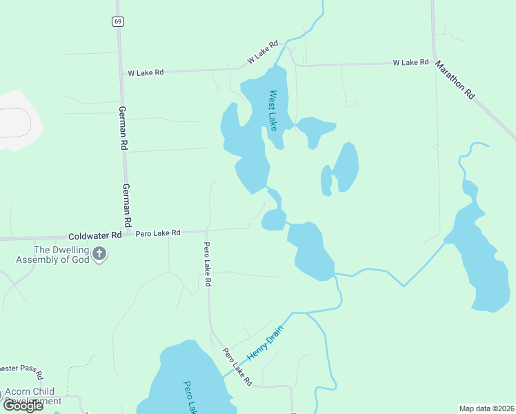 map of restaurants, bars, coffee shops, grocery stores, and more near 2519 Henry Road in Lapeer