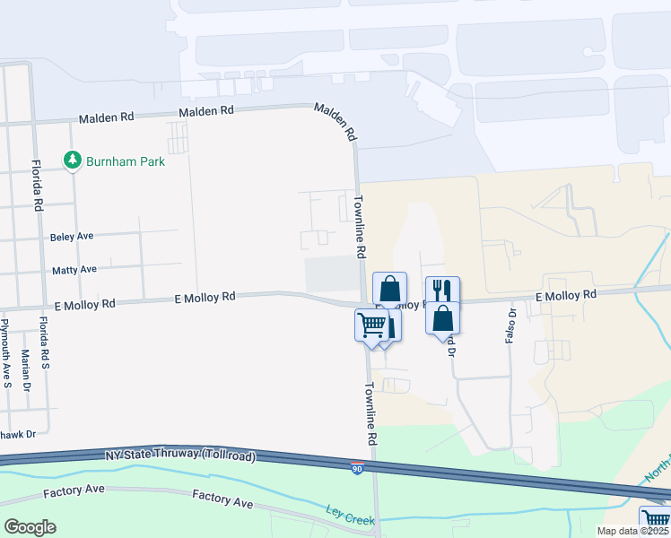 map of restaurants, bars, coffee shops, grocery stores, and more near 1099 East Molloy Road in Syracuse