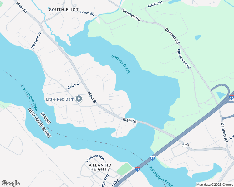 map of restaurants, bars, coffee shops, grocery stores, and more near 8 Swans Landing in Eliot