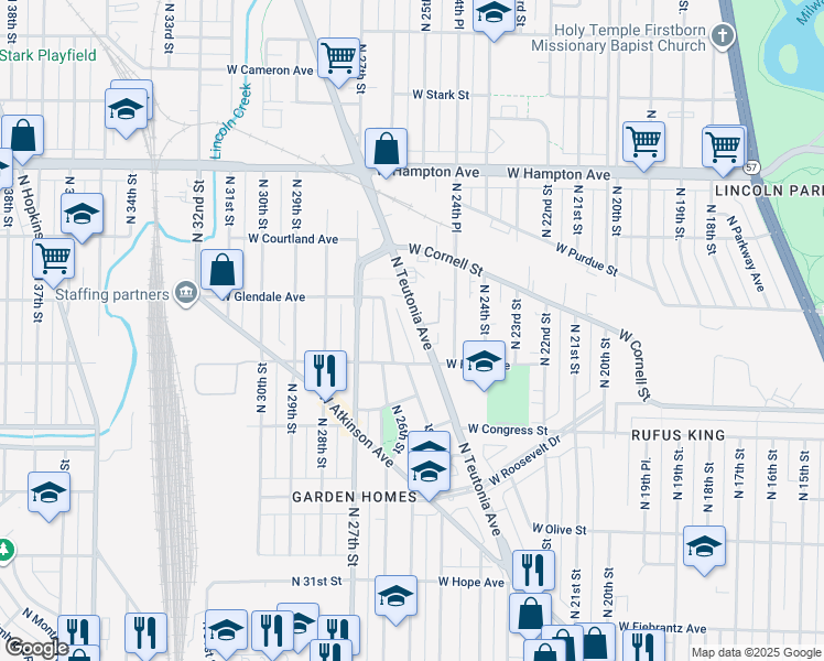 map of restaurants, bars, coffee shops, grocery stores, and more near 4518 North 26th Street in Milwaukee