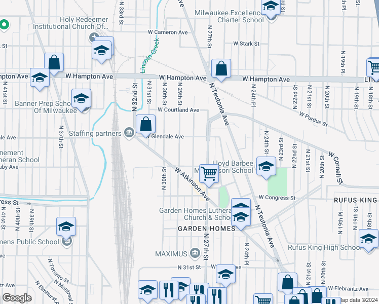 map of restaurants, bars, coffee shops, grocery stores, and more near in Milwaukee