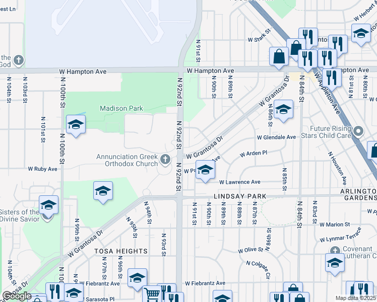 map of restaurants, bars, coffee shops, grocery stores, and more near in Milwaukee
