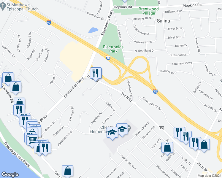 map of restaurants, bars, coffee shops, grocery stores, and more near 1015 7th North Street in Liverpool