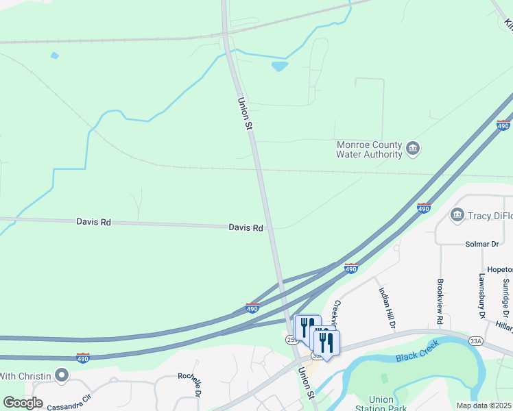 map of restaurants, bars, coffee shops, grocery stores, and more near 3559 Union Street in North Chili