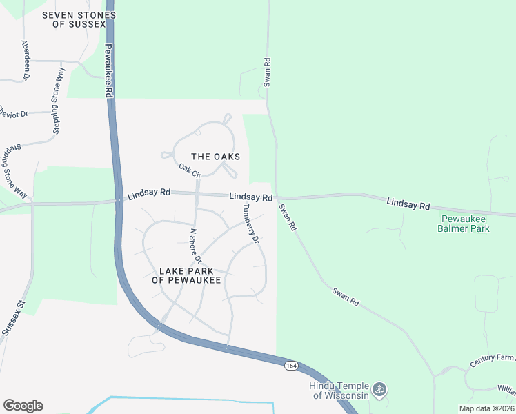 map of restaurants, bars, coffee shops, grocery stores, and more near 1192 Turnberry Drive in Pewaukee