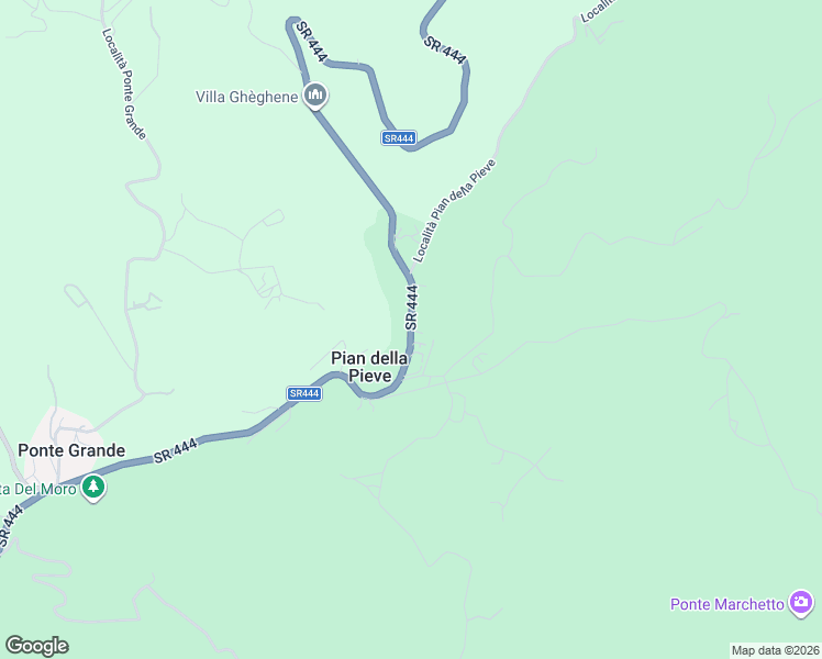 map of restaurants, bars, coffee shops, grocery stores, and more near Strada Statale 444 in Pian della Pieve
