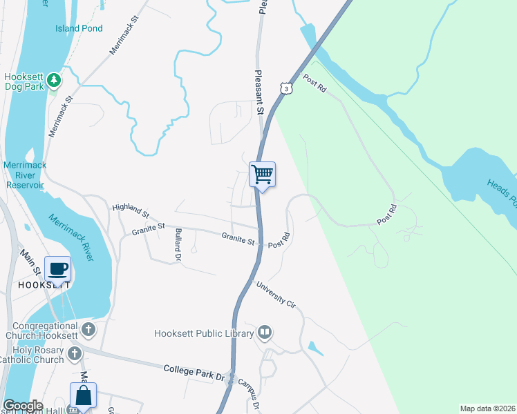 map of restaurants, bars, coffee shops, grocery stores, and more near 1815 Daniel Webster Hwy in Hooksett