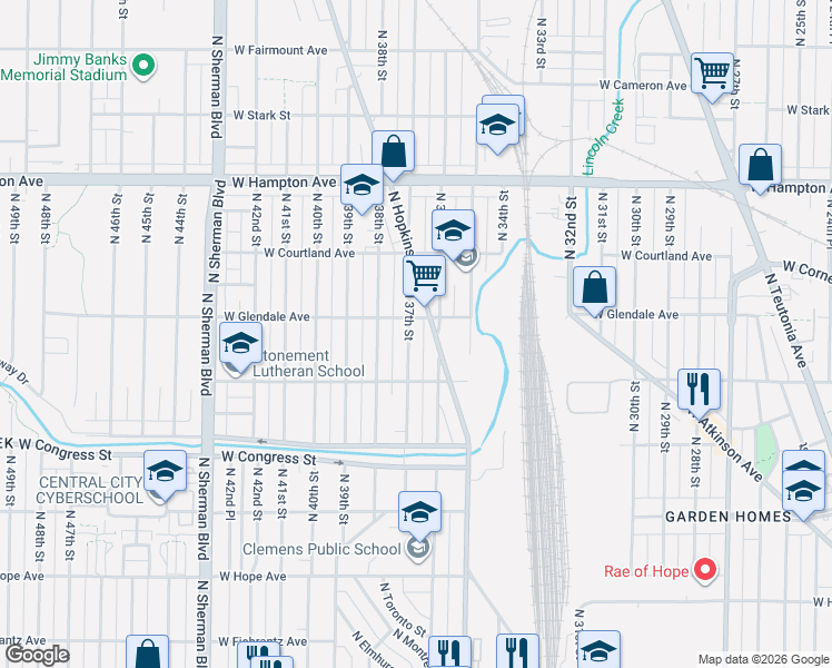map of restaurants, bars, coffee shops, grocery stores, and more near in Milwaukee