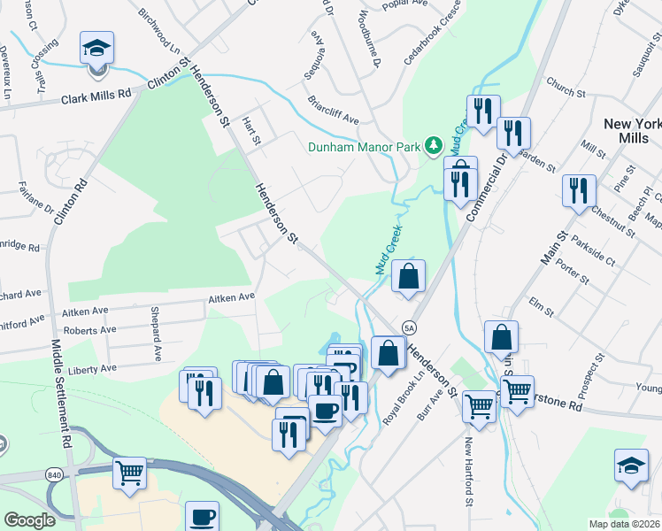 map of restaurants, bars, coffee shops, grocery stores, and more near 1016-4214 Henderson St in Whitesboro