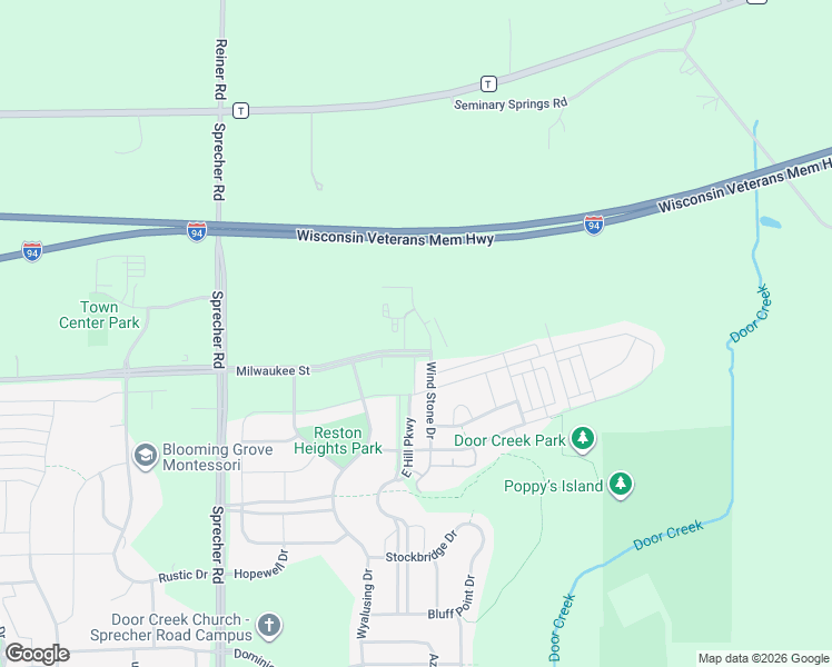 map of restaurants, bars, coffee shops, grocery stores, and more near 6834 Milwaukee Street in Madison