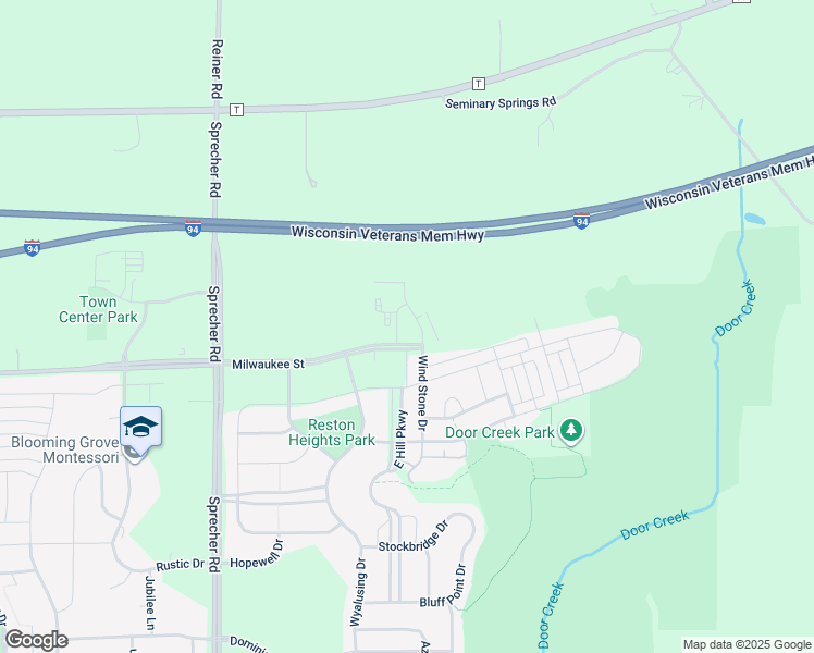 map of restaurants, bars, coffee shops, grocery stores, and more near 1 Wind Stone Drive in Madison