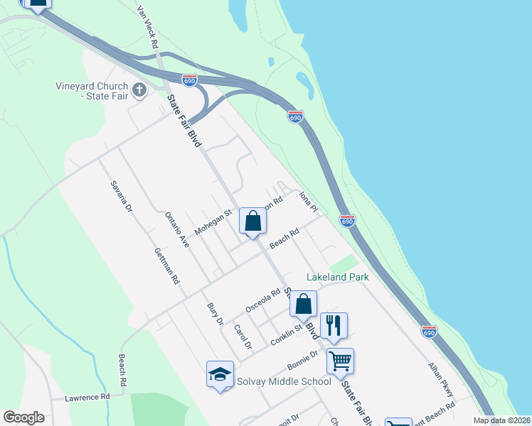 map of restaurants, bars, coffee shops, grocery stores, and more near 107 Sharon Road in Syracuse