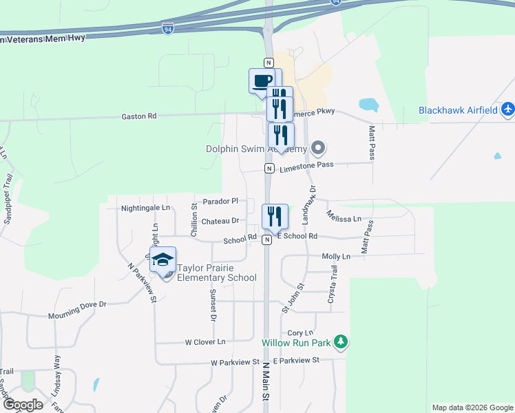 map of restaurants, bars, coffee shops, grocery stores, and more near 1120 North Windsor Avenue in Cottage Grove