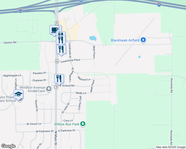 map of restaurants, bars, coffee shops, grocery stores, and more near 309 Michelle Lane in Cottage Grove