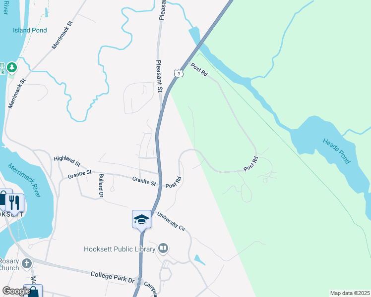 map of restaurants, bars, coffee shops, grocery stores, and more near 12 Post Road in Hooksett