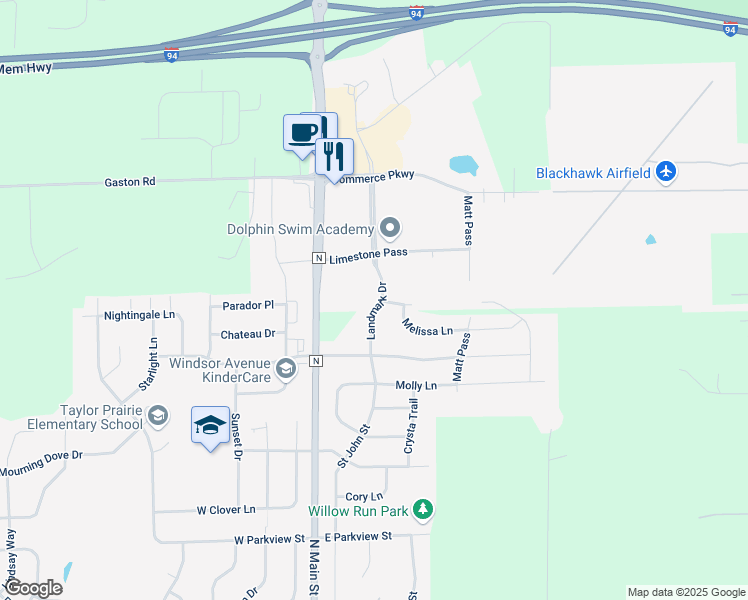 map of restaurants, bars, coffee shops, grocery stores, and more near 1315 Landmark Drive in Cottage Grove