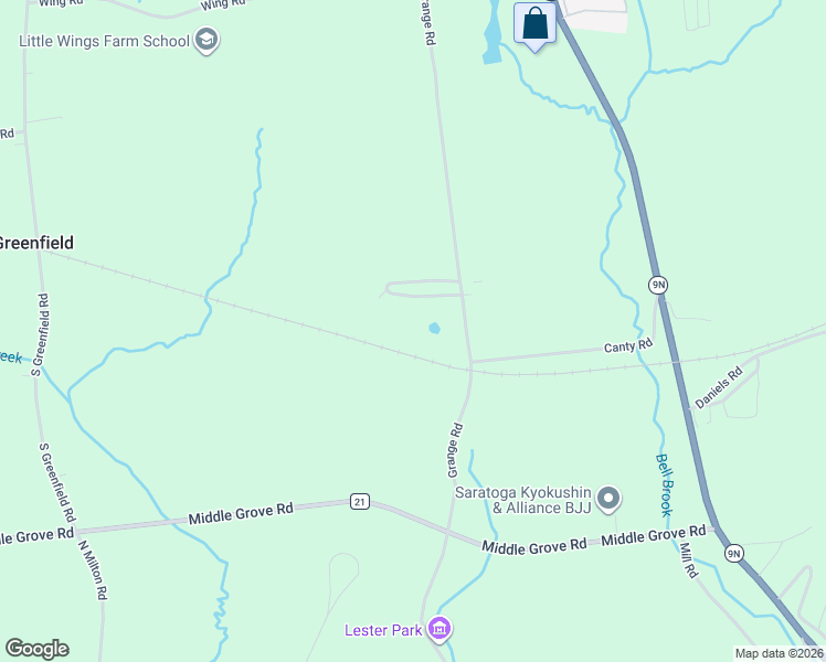 map of restaurants, bars, coffee shops, grocery stores, and more near 357 Grange Road in Greenfield Center