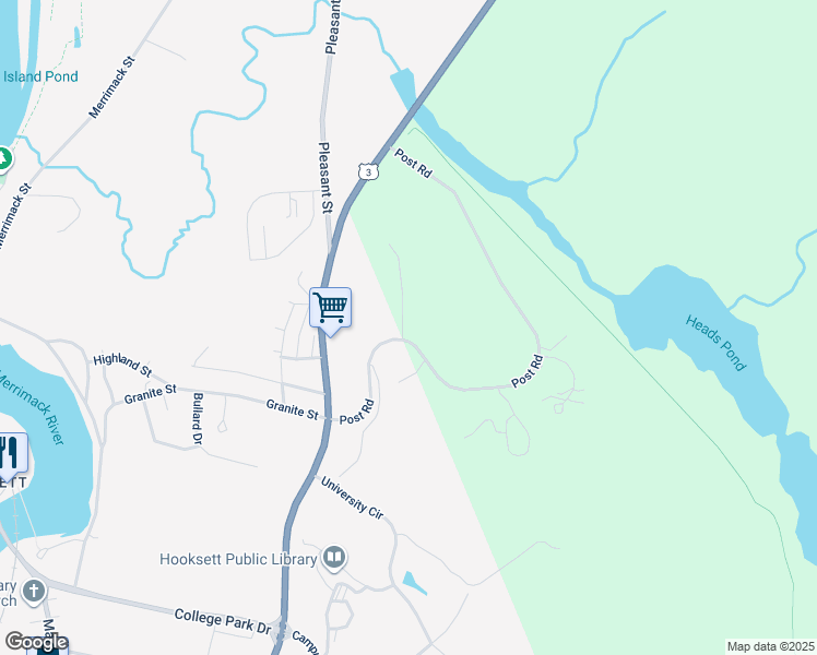 map of restaurants, bars, coffee shops, grocery stores, and more near 8D Manor Drive in Hooksett