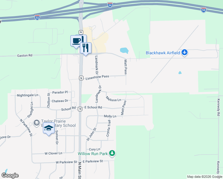 map of restaurants, bars, coffee shops, grocery stores, and more near 302 Melissa Lane in Cottage Grove