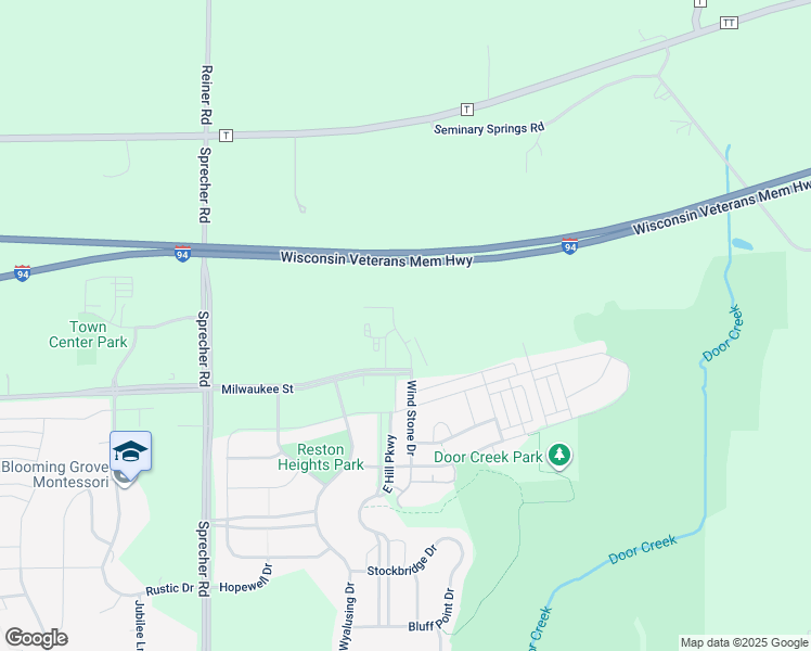 map of restaurants, bars, coffee shops, grocery stores, and more near 1 Wind Stone Drive in Madison