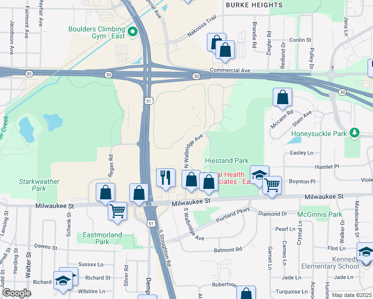 map of restaurants, bars, coffee shops, grocery stores, and more near 302 North Walbridge Avenue in Madison