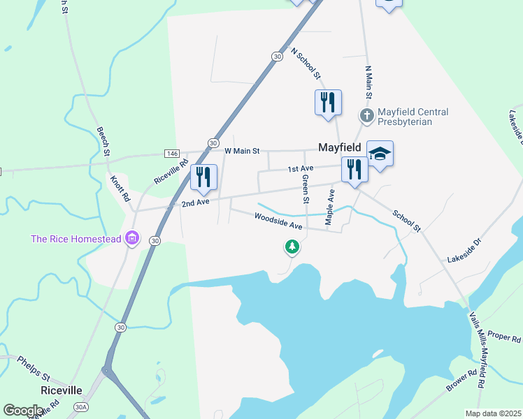map of restaurants, bars, coffee shops, grocery stores, and more near 38 2nd Avenue in Mayfield