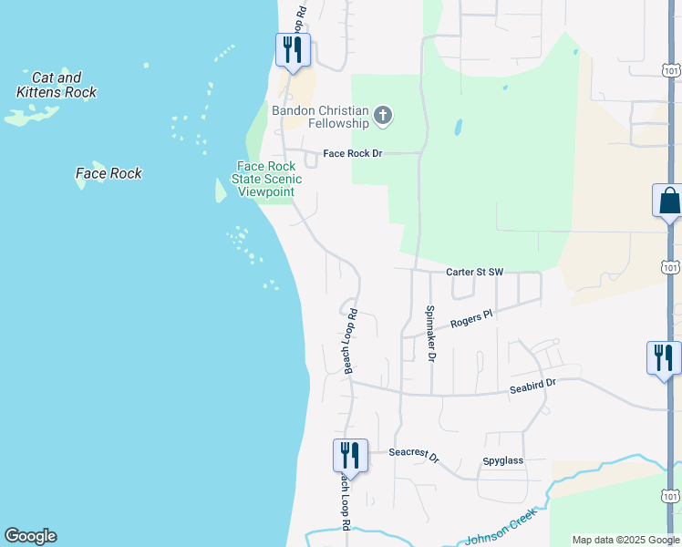 map of restaurants, bars, coffee shops, grocery stores, and more near 2688 Caryll Ct SW in Bandon