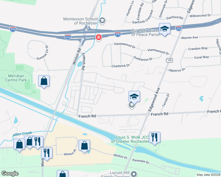 map of restaurants, bars, coffee shops, grocery stores, and more near 219 Greystone Lane in Brighton