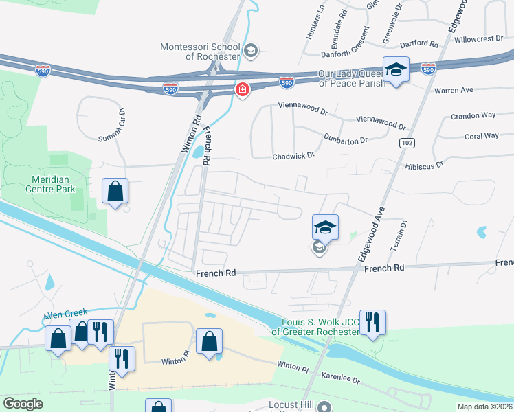 map of restaurants, bars, coffee shops, grocery stores, and more near 219 Greystone Lane in Brighton